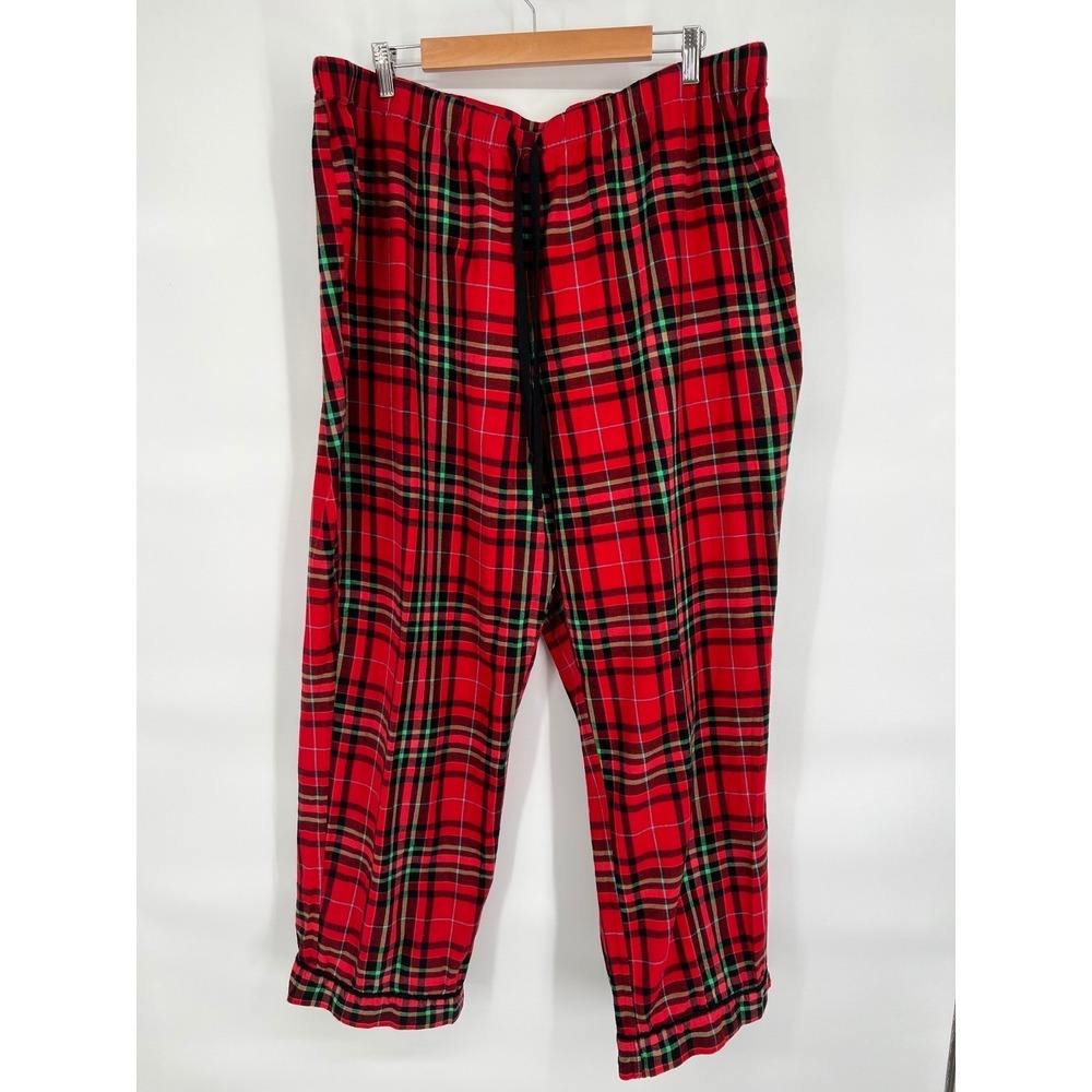 Wondershop Womens 1X‎ Sleepwear Pajama Pants Red Plaid Drawstring Cotton Blend